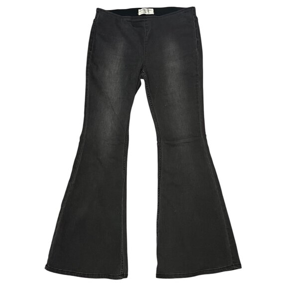 We The Free People Size 31 Flare Jeans Black Stretch Pull On - Picture 2 of 13